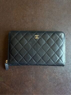 Chanel Caviar Quilted Large Zip Around Wallet